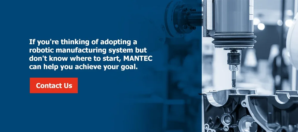 Collaborative robots (cobots) working alongside technicians on a modern manufacturing assembly line.