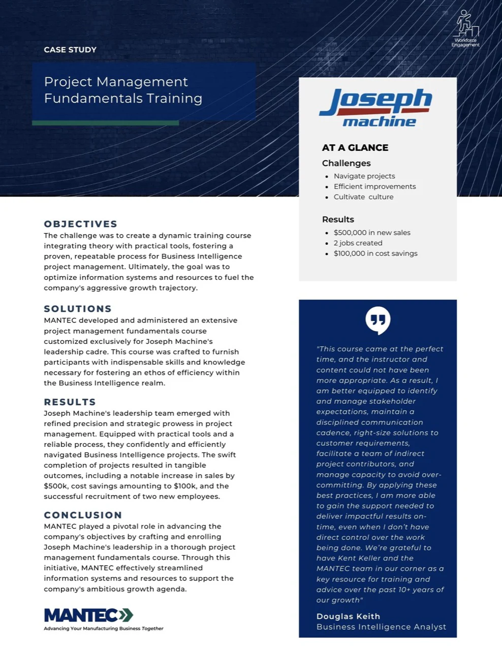 Joseph Machine Company case study document preview